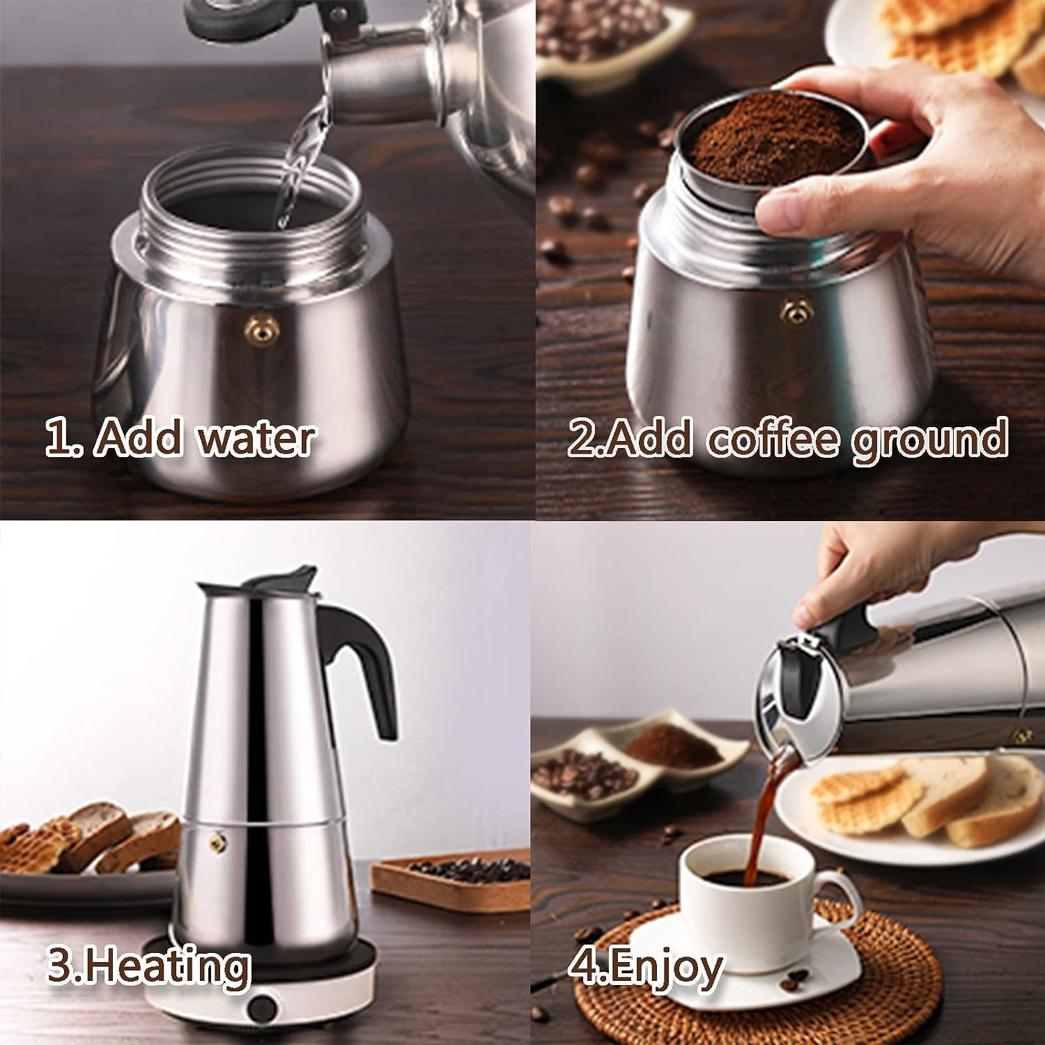 4/6/9 Cups Moka Pot Caffe Mach - Hero Coffee Equipment 评论和价格